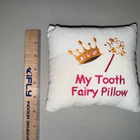 Tooth Fairy Pillow Secret Money Pocket Embroidered Crown Wand Kids Keepsake - Picture 5 of 7
